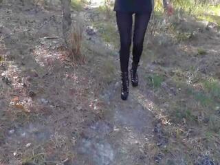 Walking Wearing a Black Dress Pantyhose and Heels: sex film c8