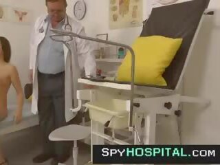 Beautiful eighteen checked by old gyno professor hidden cam