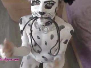 Delightful damsel In Dalmatian Costume Playfully Rides Cavalier's Big prick