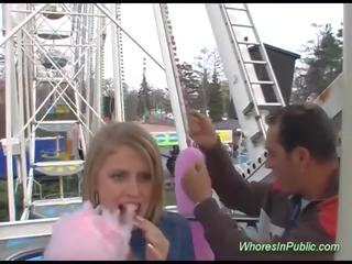 Cute Chick rides tool in fun park