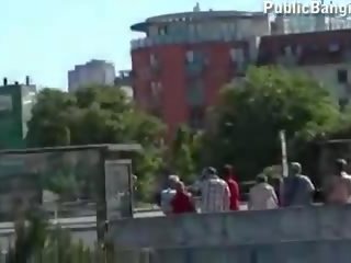 Gyzykly risky jemagat öňünde sikiş 3 adam topar sikiş by a tram stop part 2