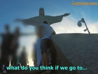 Groovy جنس مع ل البرازيلي نزوة امرأة التقطت فوق من christ ال redeemer في ريو دي janeiro